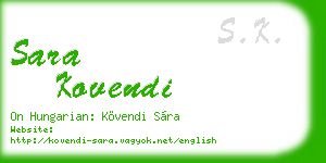 sara kovendi business card